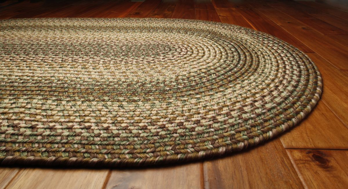 Ultra Durable Washable Braided Area Rug Rectangle Indoor Outdoor Green